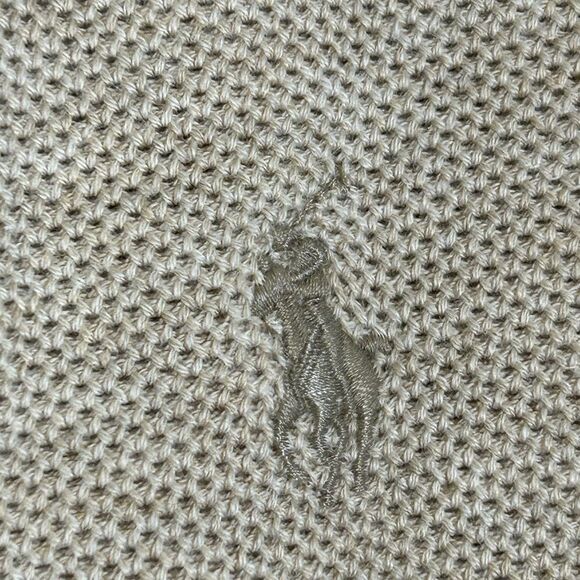 Polo Ralph Lauren mens pullover sweater brown large Pima cotton 1/4 zip pony tan - Picture 4 of 11